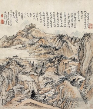 Traditionelle chinesische Kunst Werke - Shitao Berg im Herbst Kunst Chinesische